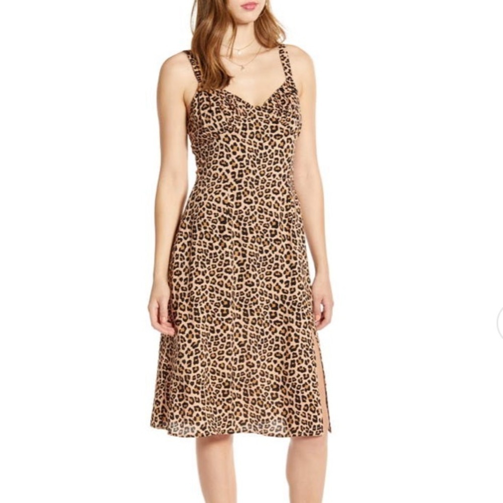 CodeXMode Leopard Print Bustier Midi Dress